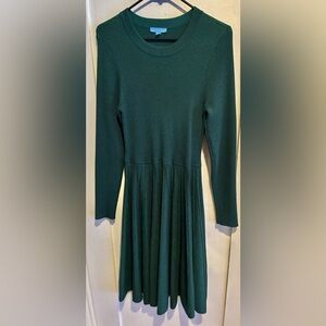 Draper James Glitter Forest Green Long Sleeve Dress